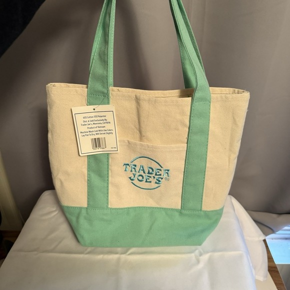 Trader Joe's Pastel Green Mini Canvas Tote Bags 2025 LIMITED EDITION NWT - Picture 5 of 13